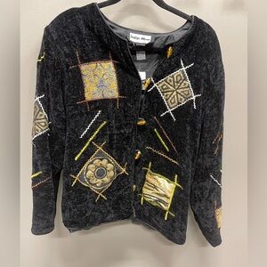 Indigo Moon Black Jacket with Gold Embroidery